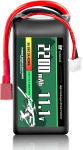 Lipo aku 3S 11,1V 2200mAh 35C T-pistikuga &ndash; Suur v&otilde;imsus RC mudelitele &ndash; Pehme korpus, silikoonjuhe must