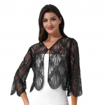 Women's 1920s Shawl Bolero Shrug Sparkling Sequined Cape Fringed Flapper Dress Cover up One Size valge