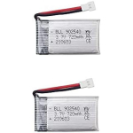 2 tk LiPo laetavad akud 720mAh 3.7V &ndash; &Uuml;hilduvad Syma X5, Cheerson CX-30W, Skytech M68 &ndash; Suure mahutavusega &ndash; 45x25x10mm h&otilde;be