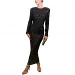 Seksikas seljata n&ouml;&ouml;riga maksikleit l&auml;ikiv litritega Elegantne &otilde;htukleit, vibu &otilde;lakaitsmed, pikk kleit seljaosaga, &otilde;huke pidulik &otilde;htukleit L