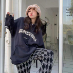 Naiste pikkade varrukatega kapuutsiga V kaelus lahtised pulloverid Naiste topid &uuml;hev&auml;rvilised dressipluusid XXL sinine