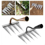 2Pcs Heavy Duty Weeding Hoe Rake Harrow Garden Lawn Leveling Loosen soil Planting Hand Tool