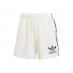 Adidas Originals triibuline logo elastne k&otilde;rge v&ouml;&ouml;koht laiad sirged vabaajushortsid naiste l&uuml;hikesed p&uuml;ksid valge IT9841 XS