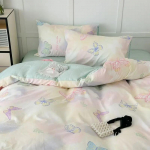 Roosa lilleline voodipesukomplekt Pehmed &uuml;heinimesevoodid, Queen-suurusega tekikott Lame lina padjap&uuml;&uuml;r T&uuml;drukutele Kodu Totel voodipesu Flat Bed Sheet&Twin 4pcs 150x200cm