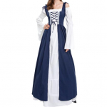 Halloweeni kleit maksipikkusega ruudukujulise kaelusega kuninglik vintage tiheda v&ouml;&ouml;kohaga cosplay-kleit peoks M