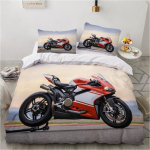 3D mootorrattaga voodipesukomplekt Meeste ja poiste sulet&auml;idisega tekikotid padjap&uuml;&uuml;rid 2/3 tk &Uuml;heinimese kaheinimesevoodi tekikoti komplekt Teismeliste kingitus AU Single 140x210cm