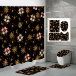 4TK Du&scaron;ikardinakomplektid Du&scaron;ikardina ja Vaipadega WC-kaane Vaip U-kujuline Matt ja Vannimatt Vannitoakomplekt 12 Konksuga One Size