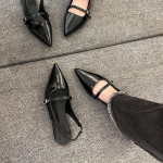 Moodsad Naiste Nahast PU Vabaaja Sandaalid T&uuml;drukute Mood Kivist Slip-on Lamedad Kingad Kontsad Daamide Terava Otsaga Elegantne Slingback Sandaalid 39 35 valge