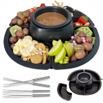 Elektriline &scaron;okolaadifond&uuml;&uuml;pott, &scaron;okolaadi sulatuspott temperatuurikontrolliga, valikulise serveerimisaluse ja kahvlitega SET must