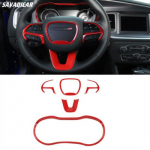 Red Steering Wheel Dashboard trument Box Cover Trim Kit for Dodge Charger 15+