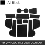 VW Volkswagen POLO MK6 AW 2018 jaoks Kummist libisemisvastane matt Ukse sooni Tassihoidik Telefoni Padi Ukse Tassialus Auto must