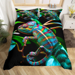 kameeleoniga tekikatted teismelistele kuninganna- ja kuningasuuruses kerge udusuletekikate komplekt loommusteriga magamistoa dekoratsioon ilma tekita EU Single(135x200cm)