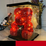 25cm Kunstlik Teddy Roosist Lille Karu Karbiga Romantiline S&otilde;brap&auml;eva Kingitus S&otilde;brannale Naistele Aastap&auml;ev Pulmapeo Tarvikud 25cm punane
