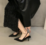 Naiste suvejalatsid 2024 Uus mood Terava ninaga Stiletto Keskmise kontsaga K&otilde;rged kontsad Naiste Taga avatud varbaga Sandaalid Rohelised Naiste kingad 35 must