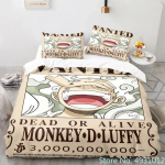 Laste poiste anime One Piece voodipesukomplekt Nika Luffy Gear 5 tekikate padjap&uuml;&uuml;r tekikate komplekt &Uuml;heinimese Queen Kingi suurus AU Single(140*210cm)3pcs