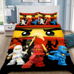 N-Ninjagos Voodipesukomplekt Multikam&auml;ngu Padjap&uuml;&uuml;r Voodipesukomplekt Poisi T&uuml;druku Magamistoa Kaunistus Laste Kingitus &Uuml;he- Kahekohaline Suur Suurus EU Single(135*200cm)3pcs