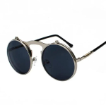 SPH -0,5 kuni -6 Steampunk prints Peegelklapp P&auml;ikeseprillid &Uuml;mmargune Metallraam P&auml;ikeseprillid Mehed Naised Br&auml;ndi Disainer Ring Prillid Myopia -1.25 gray