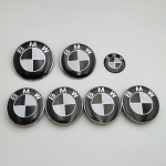 7 tk BMW embleemi komplekt 82 mm 74 mm 45 mm 56 mm 68 mm Auto esiosa kapoti logo Tagumine pagasiruumi m&auml;rk Velgede keskkatted Rooliratta kleebis 82 74 56x4 45