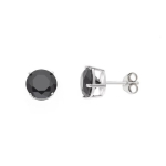 Boucles d'Oreilles - LOVA LOLA VAN DER KEEN - Solitaire Noir - Argent Massif 925 - Diamant de Synth&egrave;se - 8 mm must