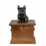 French Bulldog, Frenchie - urn for dog ashes, wooden urn with a dog silhouette, classic urn for dog ashes by Art-Dog brand pruun