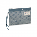 Louis Vuitton Pochette To-Go Vintage Monogram T&otilde;mblukuga Sidur Eemaldatava Randmepaelaga L&otilde;uend ja Nahk Meeste Sidur Denim-Sinine M82313 Gift Set(Basic Set+Box+Shopping Bag)