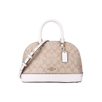 Coach Sierra 26 Monogramm T&otilde;mblukuga Kaetud L&otilde;uend Kestkott Naiste &Otilde;lakott Valge Khaki 27583-IMDQC Basic Set (Bag+Dust Bag)