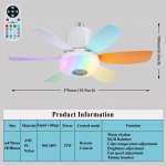 Pistikupesaga ventilaatorvalgusti puldiga, moodne vaikne laeventilaator, reguleeritav tuulekiirus, juhtmevaba elektriventilaator, nutikas RGB LED h&auml;mardatav ventilaator