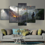 M&auml;ngija Seinakunst 5 tk Videom&auml;ngud Titanfall 2 Kosmoselaev S&otilde;dur L&otilde;uendiposterid Pildid HD Prindid Maalid Kodu Dekoor Elutuba 40x60 40x80 40x100cm gray