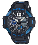 Casio meeste roostevabast terasest 200M veekindel analoog l&ouml;&ouml;gikindel kvartsikell GA-1100-2B sinine