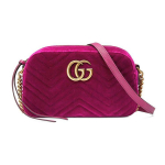 Gucci GG Marmont tepitud sametist kaamerakott fuksiaroosa kuldse riistvaraga igap&auml;evane peokott 447632-9QIBT-5671 Basic Set (Bag+Dust Bag)