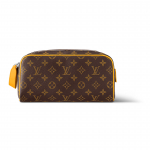 Louis Vuitton Dopp Kit Monogramm L&otilde;uend Nahkdetailidega Meeste Tualett-kott Pruun Matt-Kollane M46764 Basic Set (Bag+Dust Bag)
