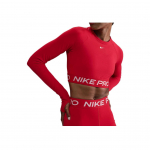 Nike Pro Mugav nahas&otilde;bralik pehme hingav pikkade varrukatega l&uuml;hike topp Naiste topid Punane FV5484-657 XS