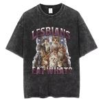 Pestud Must Kass T-s&auml;rk Unisex Vintage Lesbid S&ouml;&ouml;vad Mida Graafilise Tr&uuml;kiga T-s&auml;rk Harajuku Stiil L&otilde;tv L&otilde;ige L&uuml;hike Varrukas Suvemood 2XL black