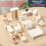 Nukumaja puidust m&ouml;&ouml;blikomplekt Nukumaja tarvikud Miniatuurne k&ouml;&ouml;gitoa m&ouml;&ouml;bel M&auml;nguasjad poistele, t&uuml;drukutele ja v&auml;ikelastele white