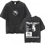 Aphex Twin Pesitud Vintage T-s&auml;rk Mehed Naised Mood Vabaaja &Uuml;lisuur L&uuml;hikeste Varrukatega T-s&auml;rk Mehelik Puuvillane Retro T-s&auml;rk S mitmev&auml;rviline