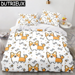 Shiba Inu Koeravoodi Komplekt Loomad Koerad Tekikate Topelt Kuninglik &Uuml;hene Kahene Voodikomplektid Lastele Poistele Sisustus Kodu Kohandatud Tekikate EU single(135x200cm)