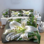 Valge liilia dekoratsioonikomplekt mitmes suuruses Laste- ja t&auml;iskasvanute magamistupp Peen 3-osaline voodipesukomplekt, Kingitus EU Twin 135X200cm&set