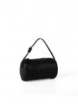 V&auml;ike ni&scaron;idisainiga crossbody kott naistele, minimalistlik stiil, lit&scaron;i tekstuuriga mitmek&uuml;lgne horisontaalne k&auml;eshoitav silindriline kott must