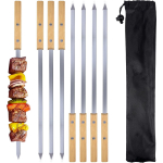 42cm T&uuml;rgi Adana lamekebabivardad p&ouml;&ouml;kpuust k&auml;epidemetega, 8 tk Tugevad roostevabast terasest pikad grillvardad, Suured metallist BBQ vardad 42 CM h&otilde;be