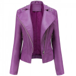 Naiste kunstnahast jope Moto Biker l&uuml;hike mantel PU Mootorrataste v&otilde;idus&otilde;itja revkrae Crop Blazer Punk Rock Stiilne neetidega &uuml;ler&otilde;ivad Mood Tops Riietus S lilla
