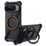 Oatsbasf metallist telefoni&uuml;mbris Google Pixel 10 Pro/10 Pro XL jaoks 360&deg; p&ouml;&ouml;rleva magnetilise aluse ja raamita juhtmevaba laadimiskattega Google Pixel 10 Pro XL must