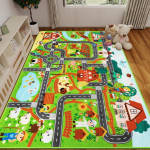 Laste talu m&auml;nguvaip V&auml;rviline loomatalu muster Elutoa vaip Pehme libisemiskindel liiklusteema m&auml;ngutoa jaoks Elutuba 80x120cm