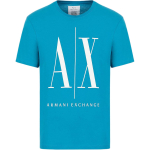 Armani Exchange SS22 Kirjatr&uuml;kiga &Uuml;mmarguse Kaelusega L&uuml;hikeste Varrukatega T-s&auml;rk Meeste Topid Hele-Sinine 8NZTPA-ZJH4Z-15BB L blue