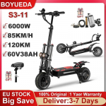 BOYUEDA S3-11 Elektriroller 85km/h 6000W Kahemootoriline 60V38Ah 120KM S&otilde;iduulatus 200KG Maksimaalne koormus 11 Maastikuratas Kokkupandav T&auml;iskasvanute E-t&otilde;ukeratas 6000W 60V 38AH-s3