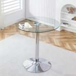 Kaasaegne minimalistlik klaasist baarilaud: L&auml;bim&otilde;&otilde;duga 89 cm ja k&otilde;rgusega 92 cm on see valik kerge luksusliku konstruktsiooni jaoks. 89 x 89 x 92 cm