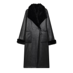 Naiste PU-nahast trenchcoat - n&ouml;&ouml;rpingutusega v&ouml;&ouml;koht, rev&auml;&auml;r, s&uuml;gis/talve stiil Medium black