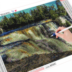 HC Teemantmaal Ilus lumi talvine maastik Teemanttikandid t&auml;ispuuritud kivikivi 20*30 cm