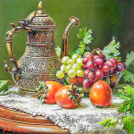 &Uuml;mmargune teemantmaaling puu-teekann tikandid ristpistes kivimosaiik kodukaunistus 30x30CM