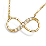 Les Tr&eacute;sors De Lily [K6624] - Collier Plaqu&eacute;-Or 'Infini' blanc dor&eacute; - 18x9 mm kuld