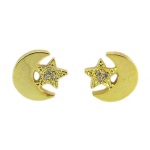 7bis [Q6231] - Boucles artisanales 'Au Clair de Lune' blanc dor&eacute; - 10x10 mm kuld